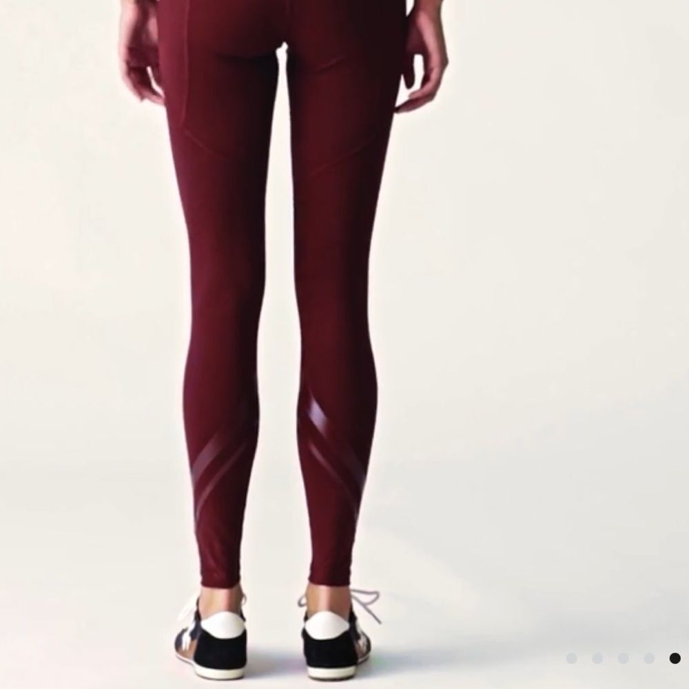 TORY SPORT HIGH Rise Compression Melange Side Pocket Legging Maron S Like New - Picture 7 of 7